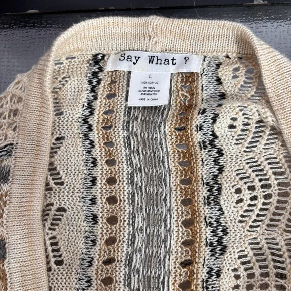 Festival Crochet Open Knit Vest Womens Large Boho Southwestern Indie Tribal - Picture 7 of 7